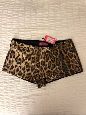 EDIKTED Sequin Leopard Print Microshorts - XL - NWT!